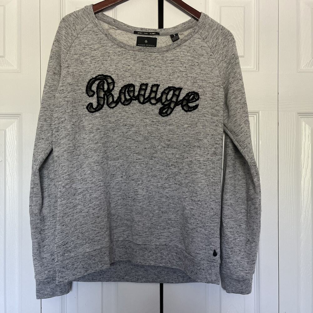Women’s Maison Scotch Gray Pullover Sweatshirt Rouge Gray Size 3 Medium